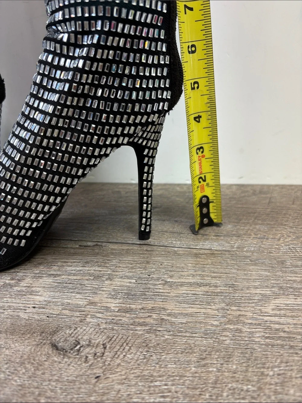 Fashion Nova Under The Disco Ball Over The Knee Rhinestone Boots Black Size 8.5